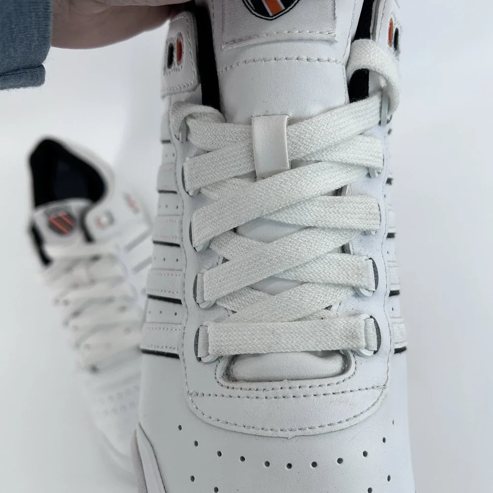 Retro Preppy Tenniscore Court Sneakers Mens 12 White Orange Casual Old Money